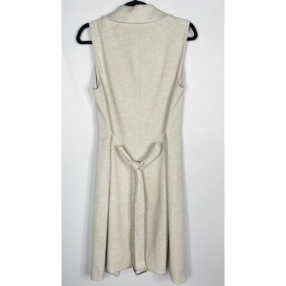 White House Black Market S Cream Sleeveless Long Length Vest Belted Tie Waist - Picture 3 of 13